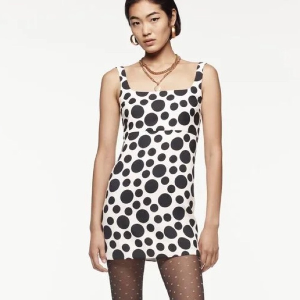 Zara Black and White Polka Dot Mini Dress